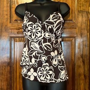 Tropical Floral Print Tankini Top